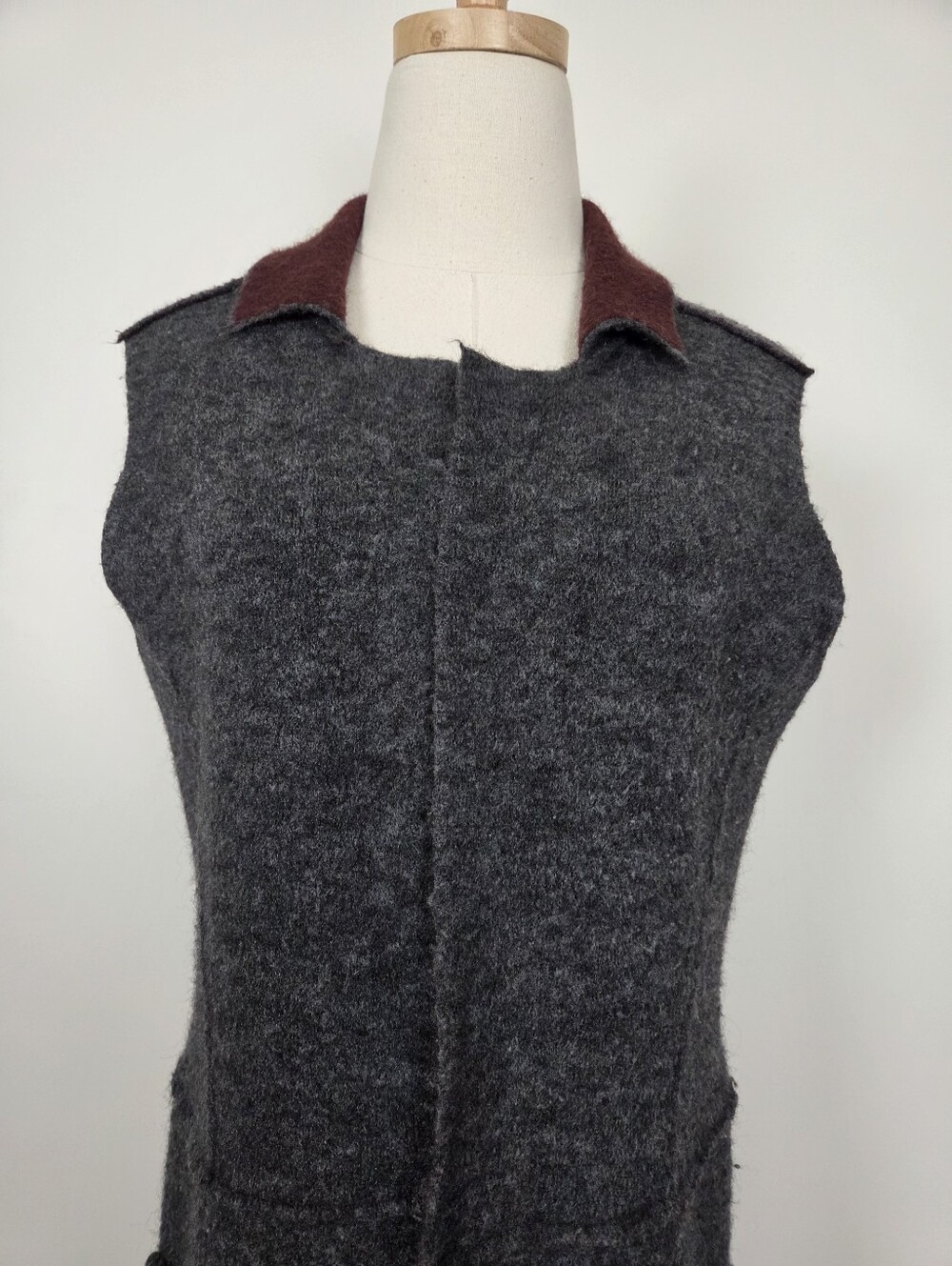 Anthropologie Moth Long Wool Vest Size XS Grey Soft Stretchy (c1) - Picture 3 of 14